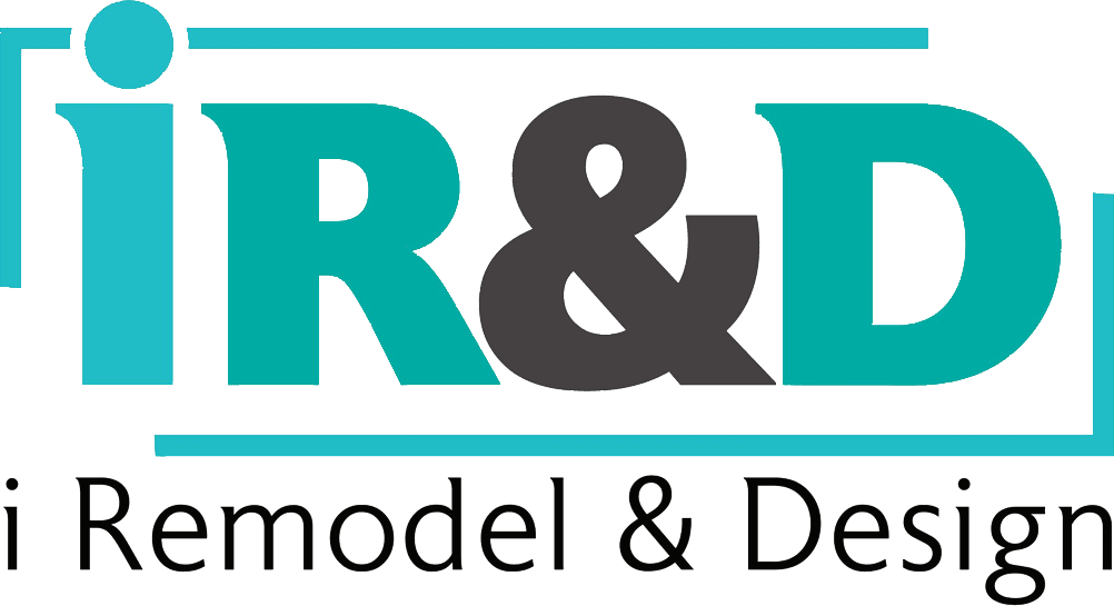 Logo with large turquoise letters "R&D" and smaller black text below saying "Remodel & Design.